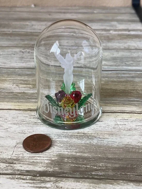 Disney Disneyland Tinker Bell Mini Glass 3" Dome Cloche Pre-owned w/No Box - Picture 3 of 7
